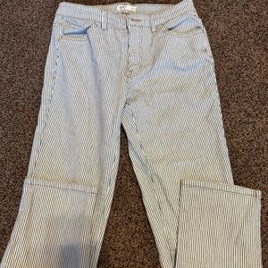 Oat New York Navy and White Pinstripe Jeans